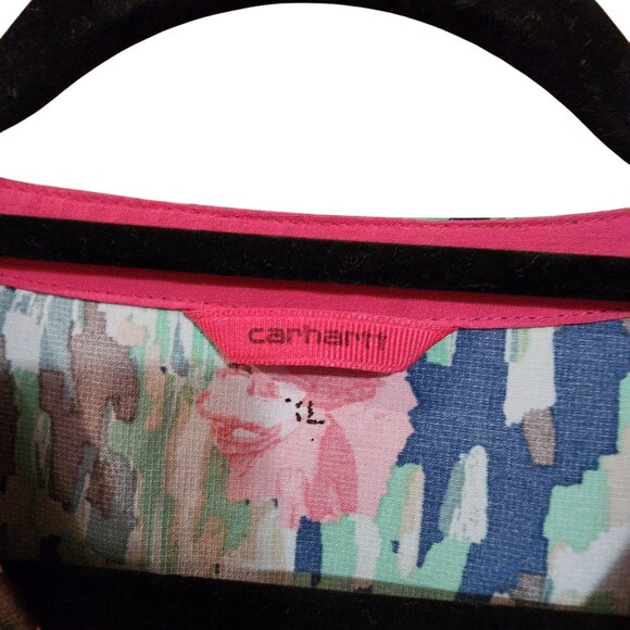 Carhartt Womens Floral Print V-Neck Scrub Top W/ Pockets Navy/Multicolor Size XL - Picture 4 of 4